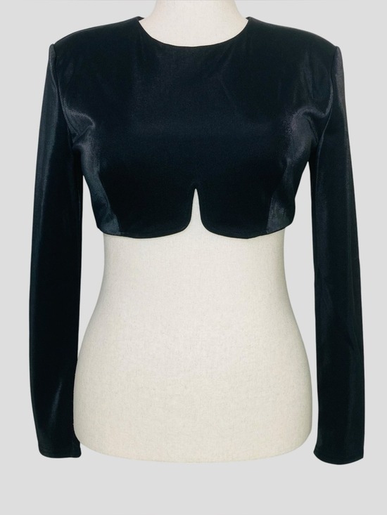The Sang Tops - The Sang Womens L Crop Top Black Sheen Architectural  Cyber Y2K Subversive Basic